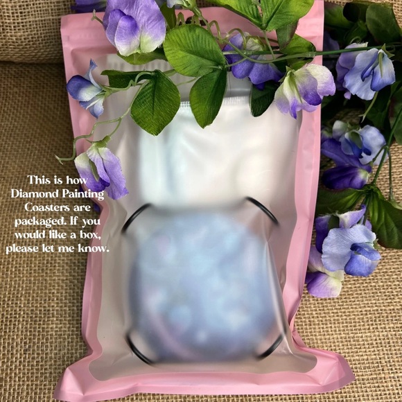 DIY 8 Lotus Flower Coasters, 5D Diamond Painting Kit W/ Tools and Rhinestones - Picture 6 of 7